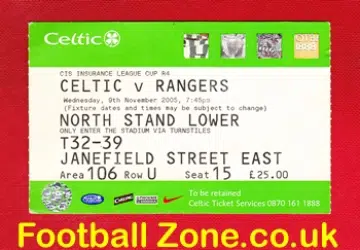 Glasgow Celtic v Glasgow Rangers 2005 - Football Ticket
