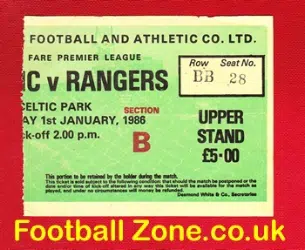 Glasgow Celtic v Glasgow Rangers 1986 - Football Ticket