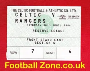 Glasgow Celtic v Glasgow Rangers 1994 - Football Ticket
