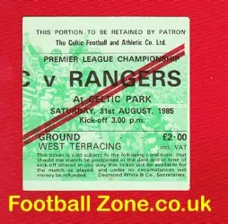 Glasgow Celtic v Glasgow Rangers 1985 - Football Ticket