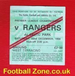 Glasgow Celtic v Glasgow Rangers 1984 - Football Ticket