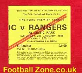 Glasgow Celtic v Glasgow Rangers 1988 - Football Ticket
