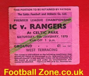 Glasgow Celtic v Glasgow Rangers 1979 - Football Ticket