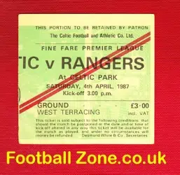 Glasgow Celtic v Glasgow Rangers 1987 - Football Ticket