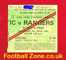 Glasgow Celtic v Glasgow Rangers 1987 - Football Ticket