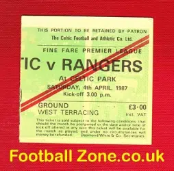 Glasgow Celtic v Glasgow Rangers 1987 - Football Ticket