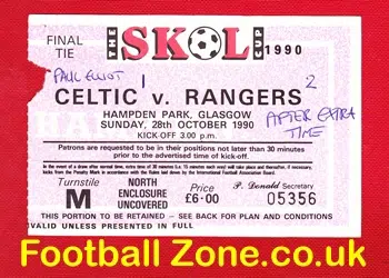 Glasgow Celtic v Glasgow Rangers 1990 - Football Ticket