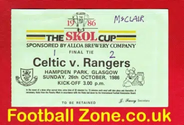 Glasgow Celtic v Glasgow Rangers 1986 - Football Ticket