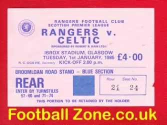 Glasgow Rangers v Glasgow Celtic 1985 - Football Ticket