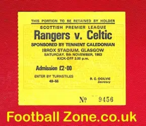 Glasgow Rangers v Glasgow Celtic 1983 - Football Ticket