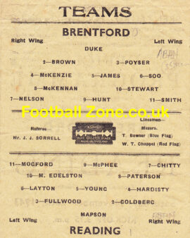 Brentford v Reading 1943 – Official Football Programme