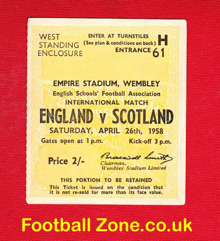 England v Scotland 1958 - Schoolboy Wembley Venables PLUS