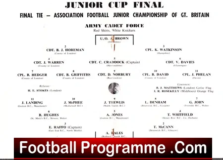 Air Corp v Boys 1956 – Junior Championship Cup Final Wembley