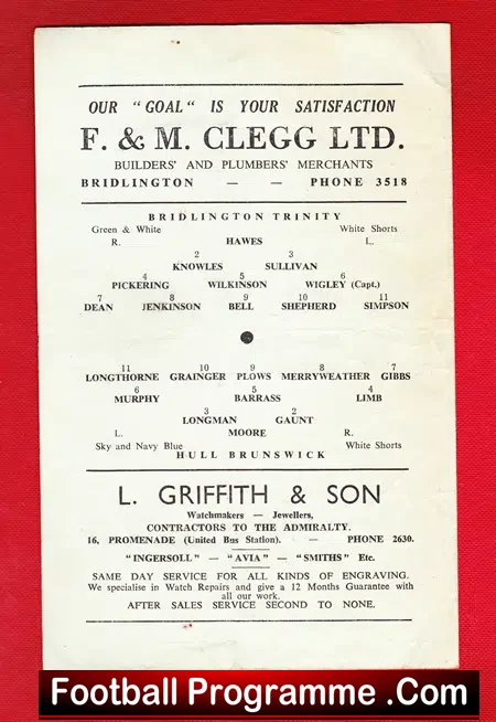 Bridlington Trinity v Hull Brunswick 1963