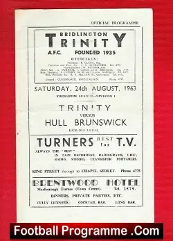 Bridlington Trinity v Hull Brunswick 1963 - football programme