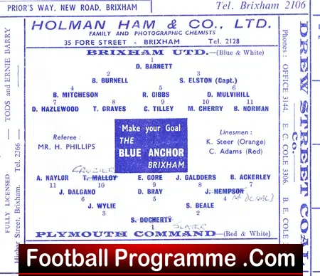 Brixham United v Plymouth Command 1960 – Army
