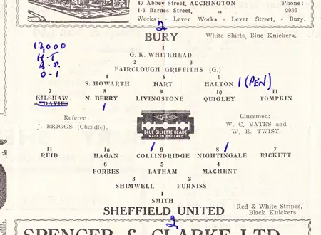 Bury v Sheffield United 1946 – 1940s Football Programme