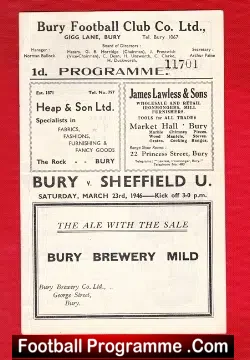 Bury v Sheffield United 1946 – 1940s Football Programme