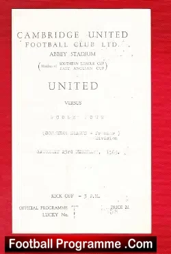 Cambridge United v Poole Town 1963 – Abbey Stadium