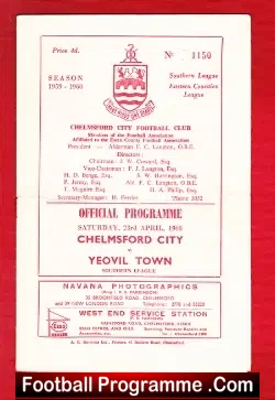 Chelmsford City v Yeovil Town 1960 - Southern League - football programme