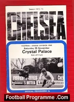 Chelsea v Crystal Palace 1972 - football programme