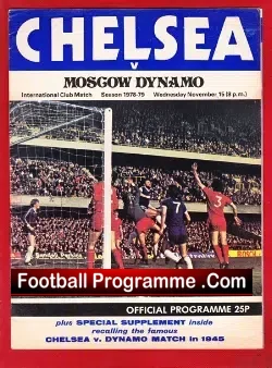 Chelsea v Dynamo Moscow 1978 - Signed Phillips - Stanley - football programme