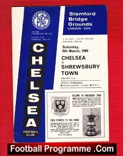 Chelsea v Shrewsbury Town 1966 - football programme