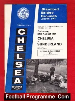 Chelsea v Sunderland 1964 - Plus Official Handbook - football memorabilia
