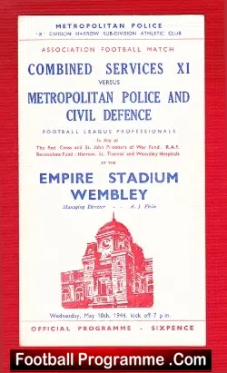 Combined Services v Metropolitan Police 1944 Met Police Wembley