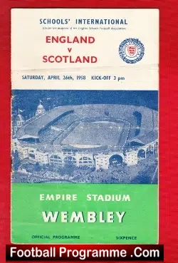 England v Scotland 1958 - Schoolboy Wembley Venables PLUS - football programme
