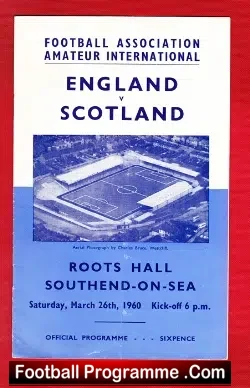 England v Scotland 1960 - Amateur International at Southend - football programme
