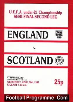 England v Scotland 1982 – Under 21 at Manchester City