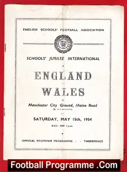 England v Wales 1954 – School boys at Maine Road Manchester City