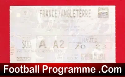France v England 2000 – Football Ticket