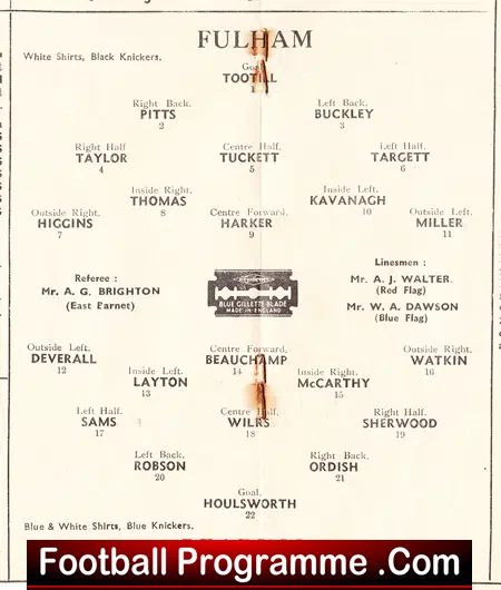 Fulham v Reading 1938 – 1930s Football Programme