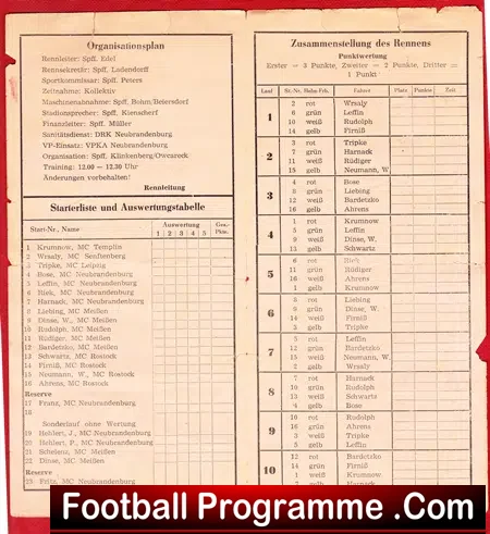 Germany Speedway Programme 1963 – Rennen Germany to clear