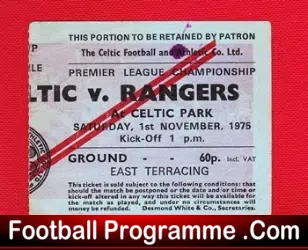Glasgow Celtic v Glasgow Rangers 1975 – Football Ticket