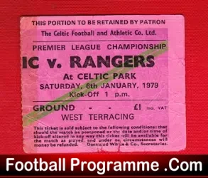 Glasgow Celtic v Glasgow Rangers 1979 – Football Ticket