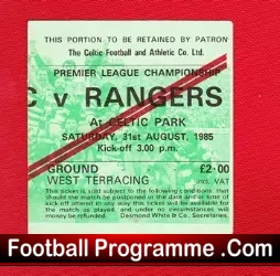 Glasgow Celtic v Glasgow Rangers 1985 – Football Ticket