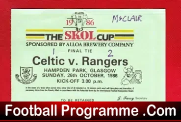 Glasgow Celtic v Glasgow Rangers 1986 – Football Ticket