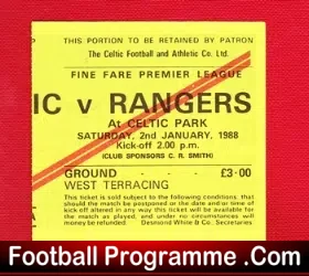 Glasgow Celtic v Glasgow Rangers 1988 – Football Ticket