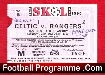 Glasgow Celtic v Glasgow Rangers 1990 – Football Ticket