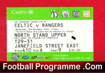 Glasgow Celtic v Glasgow Rangers 2005 – Football Ticket