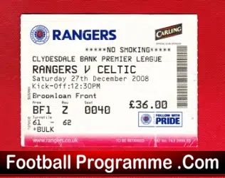 Glasgow Celtic v Glasgow Rangers 2008 – Football Ticket