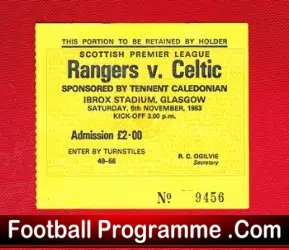 Glasgow Rangers v Glasgow Celtic 1983 – Football Ticket