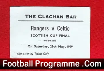 Glasgow Rangers v Glasgow Celtic 1999 – Football Ticket