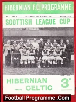 Hibernian Hibs v Glasgow Celtic 1952 - football programme