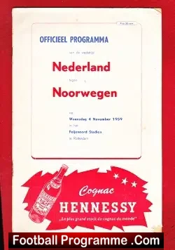 Holland v Norway 1959 - football programme