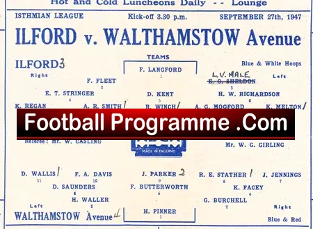 Ilford v Walthamstow Avenue 1947 – Isthmian League