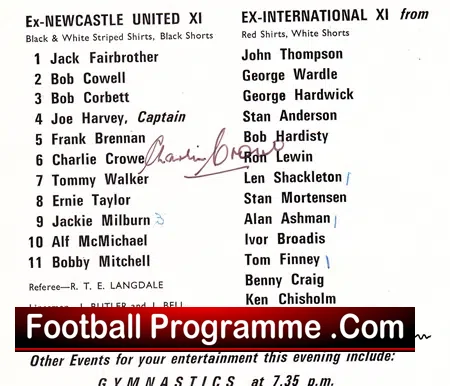 Jackie Milburn Testimonial Benefit Match Newcastle United 1967